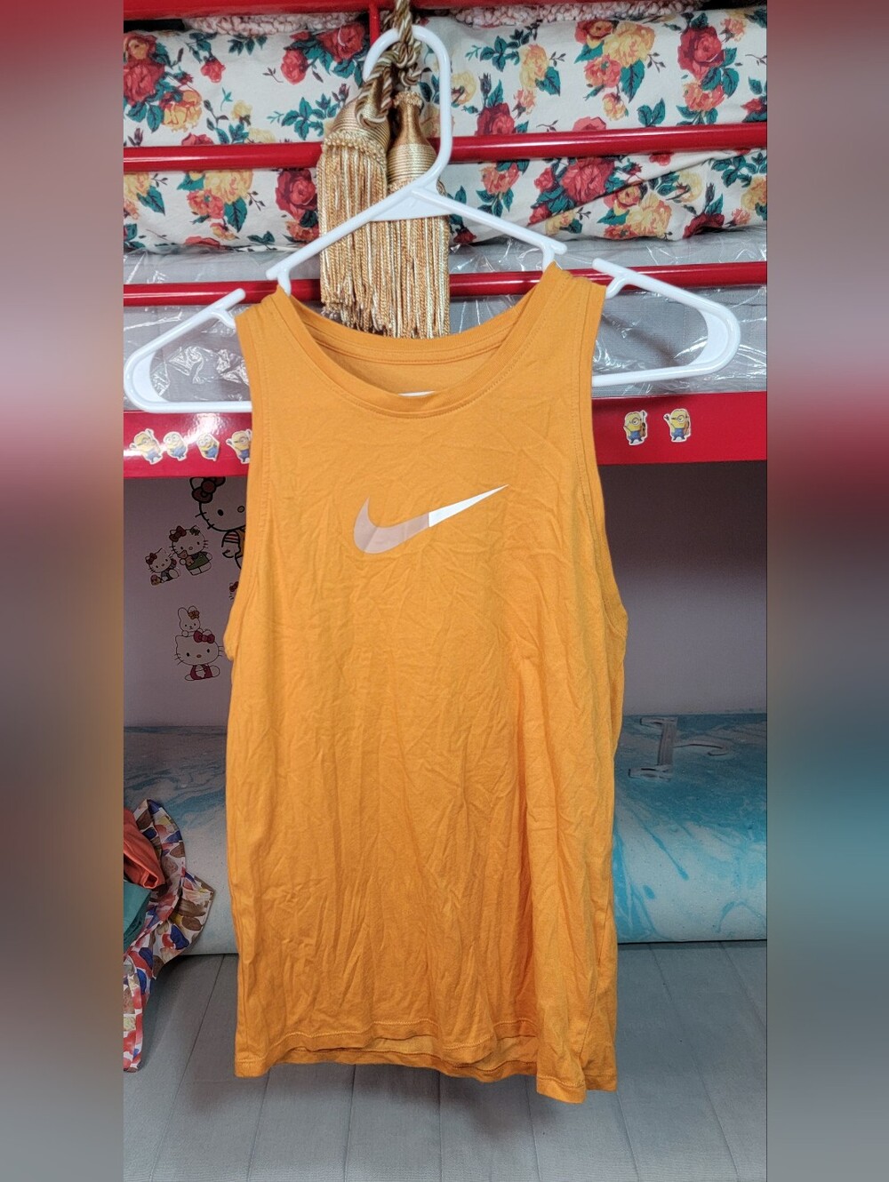 Nike Yellow-Orange Athletic Tank  Top with White Swoosh Size XSmall